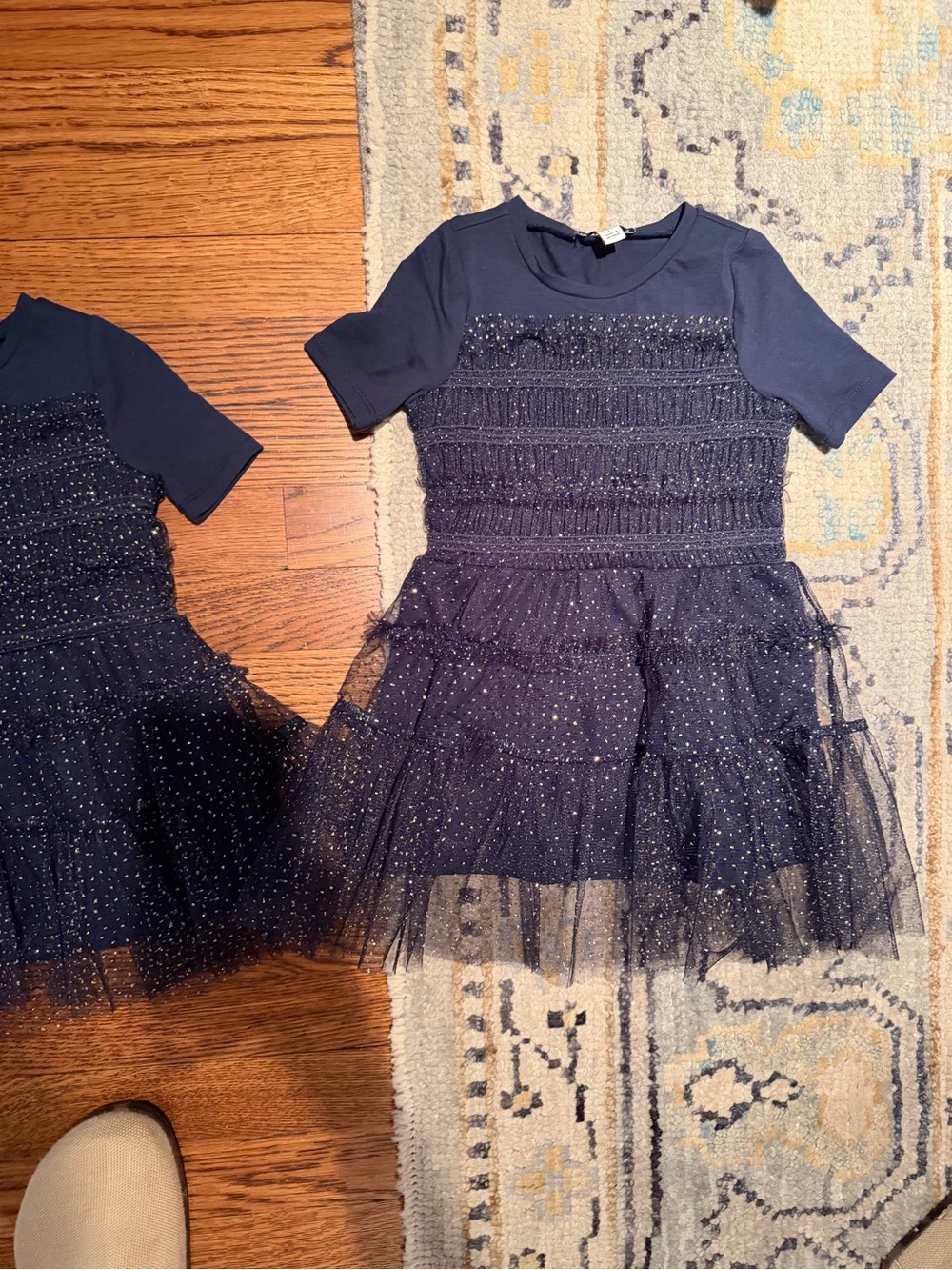 Crewcuts Navy Glitter Tulle Tiered Party Dress